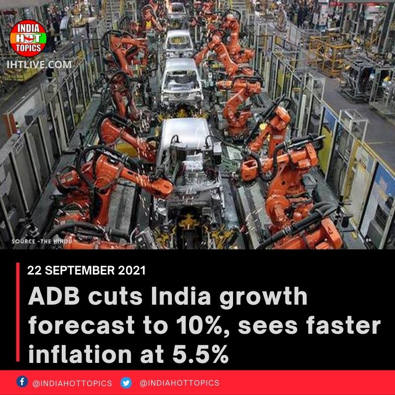 ADB cuts India growth forecast to 10%, sees faster inflation at 5.5%