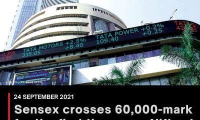 Sensex crosses 60,000-mark for the first time ever, Nifty at record high of over 17,900