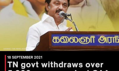 TN govt withdraws over 5,000 cases against CAA, farm laws protesters