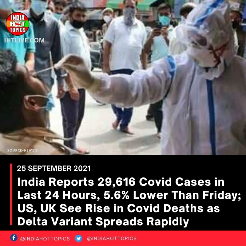 India Reports 29,616 Covid Cases in Last 24 Hours, 5.6% Lower Than Friday; US, UK See Rise in Covid Deaths as Delta Variant Spreads Rapidly