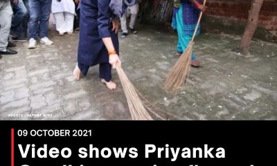 Video shows Priyanka Gandhi sweeping floor at Dalit locality in UP