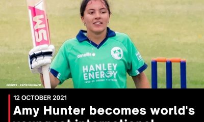 Amy Hunter becomes world’s youngest international centurion on her 16th birthday