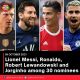 Lionel Messi, Ronaldo, Robert Lewandowski and Jorginho among 30 nominees