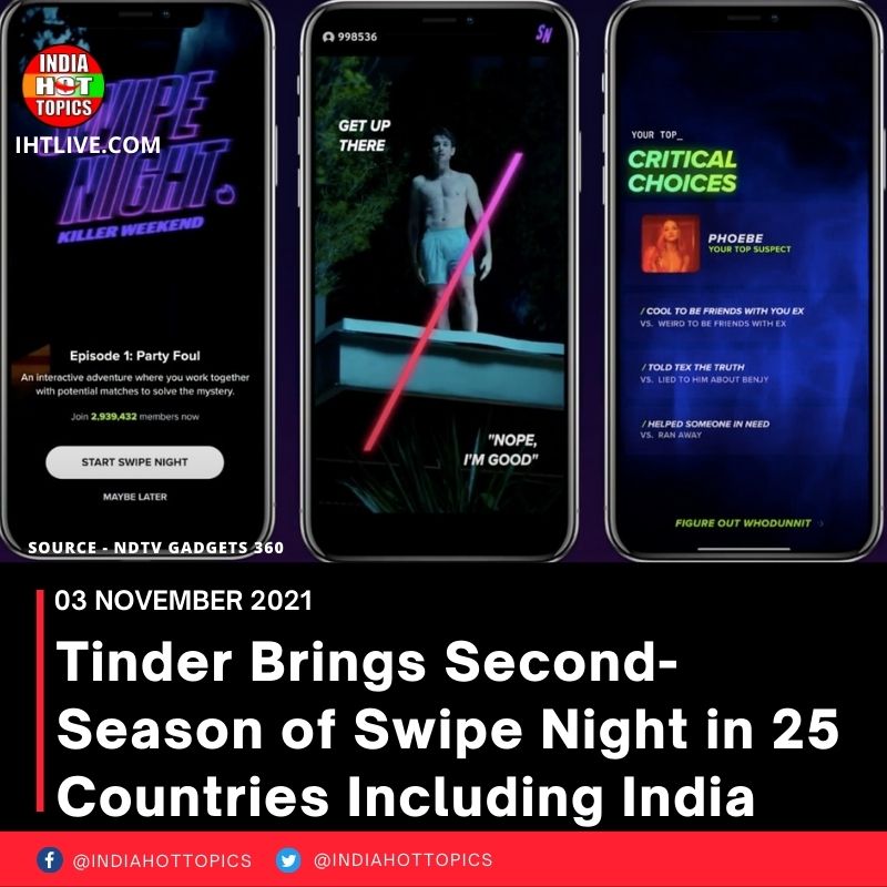 Tinder Brings Second-Season of Swipe Night in 25 Countries Including India