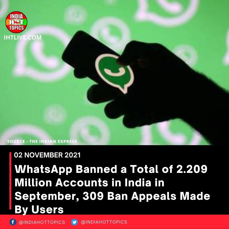 WhatsApp Banned a Total of 2.209 Million Accounts in India in September, 309 Ban Appeals Made By Users