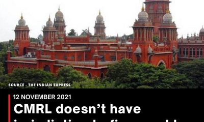 CMRL doesn’t have jurisdiction to fine maskless travelers: Madras HC