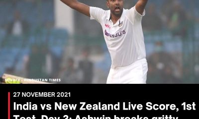 India vs New Zealand Live Score, 1st Test, Day 3: Ashwin breaks gritty opening stand; Young falls on 89
